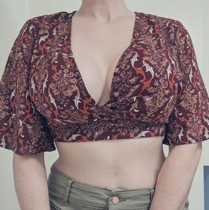 Boho crop top blouse hippy festival floral